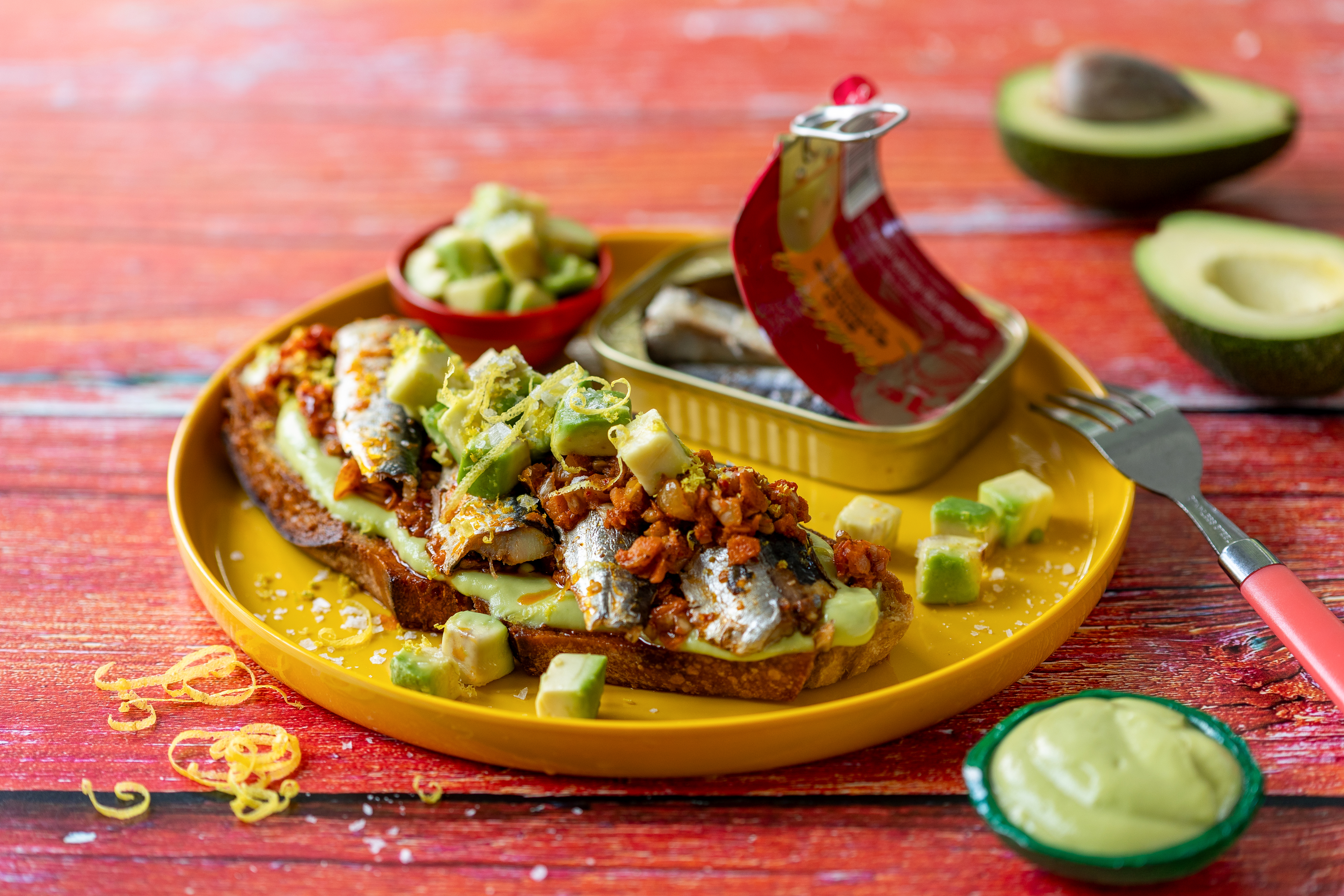 Avocado sardines and atchar on toast. Image: South African Avocado Growers' Association.